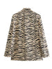 TELLHONEY Women Leopard Print Notched Collar Double Breasted With Pockets Blazer Female Casual Long Sleeves Satin Coat