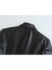 TELLHONEY Women Notched Color Double Breasted Blazer Coats Female Faux Leather Long Sleeves High Waist Jacket Outerwear