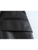 TELLHONEY Women Notched Color Double Breasted Blazer Coats Female Faux Leather Long Sleeves High Waist Jacket Outerwear