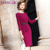 TESSCARA Women Autumn Elegant Beading Dress Festa  Ruffle Cocktail Party Robe Femme Vintage Designer Pencil Vestidos