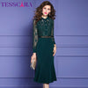 TESSCARA Women Autumn Elegant Beading Dress Festa  Trumpet Cocktail Party Robe Vintage Lace Designer Vestidos M-4XL