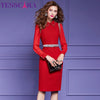 TESSCARA Women Autumn Elegant Beading Pencil Dress Festa  Cocktail Party Robe Femme Vintage Designer Vestidos M-4XL