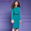 TESSCARA Women Autumn Elegant Beading Pencil Dress Festa  Cocktail Party Robe Femme Vintage Designer Vestidos M-4XL