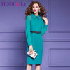 TESSCARA Women Autumn Elegant Beading Pencil Dress Festa  Cocktail Party Robe Femme Vintage Designer Vestidos M-4XL