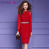 TESSCARA Women Autumn Elegant Beading Pencil Dress Festa  Cocktail Party Robe Femme Vintage Designer Vestidos M-4XL