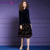 TESSCARA Women Autumn & Winter Elegant Sequin Velvet Dress Festa Female  Designer Party Vestidos Vintage Robe Femme