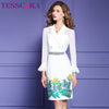 TESSCARA Women Spring Elegant Embroidery Blazer Dress Festa  Cocktail Party Robe Vintage Designer Pencil Vestidos