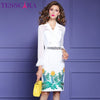 TESSCARA Women Spring Elegant Embroidery Blazer Dress Festa  Cocktail Party Robe Vintage Designer Pencil Vestidos
