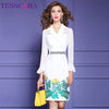 TESSCARA Women Spring Elegant Embroidery Blazer Dress Festa  Cocktail Party Robe Vintage Designer Pencil Vestidos