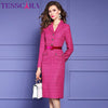 TESSCARA Women Winter Elegant Pencil Dress Festa  Office Cocktail Party Robe Femme Vintage Designer Vestidos M-3XL