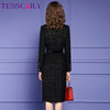 TESSCARA Women Winter Elegant Pencil Dress Festa  Office Cocktail Party Robe Femme Vintage Designer Vestidos M-3XL
