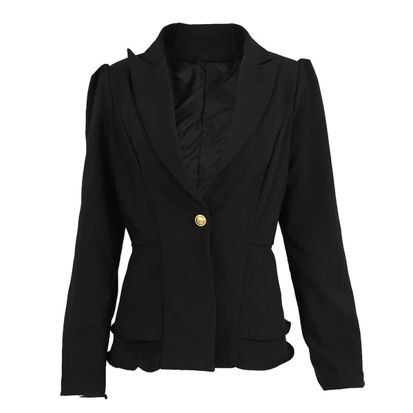 TFGS Jacket Blazer Women Suit Foldable Long Sleeves Lapel Coat Candy Color Blazer Single Button Blazers Jackets