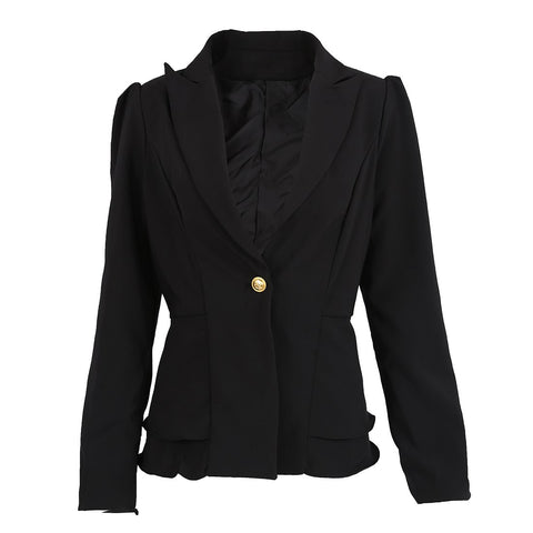 TFGS Jacket Blazer Women Suit Foldable Long Sleeves Lapel Coat Candy Color Blazer Single Button Blazers Jackets