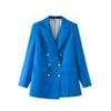 TFMLN Blue Office Blazer Woman Double Breasted Jacket Women Outfit Long Sleeve Elegant Female Blazer Shoulder Pads Women Coat