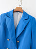 TFMLN Blue Office Blazer Woman Double Breasted Jacket Women Outfit Long Sleeve Elegant Female Blazer Shoulder Pads Women Coat