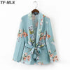 TFMLN Women Autumn Fashion Floral Print Casual Blazer Feminino Jacket Tops Ladies Elegant Outwear Blazer Mujer Coat With Sashes