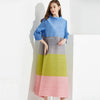 TIANPEI Pleated Women Oversized Three Quarter High Pockets Long Dress Turtleneck African Indie Aesthetic Clothes
