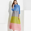 TIANPEI Pleated Women Oversized Three Quarter High Pockets Long Dress Turtleneck African Indie Aesthetic Clothes