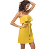 Women Summer Dresses and Sundresses 2022 Kawaii Off Shoulder Strapless Tunic Dress Shirt With Sashes Yellow Robe Femme