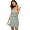 Women Summer Dresses and Sundresses 2022 Kawaii Off Shoulder Strapless Tunic Dress Shirt With Sashes Yellow Robe Femme