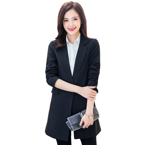 Fashion Autumn Women Blazers and Jacket Work Office Lady Suit Plus Size S-3XL Slim Black Button Business Female Blazer Coat