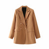 TMODA1974 Women 2023 Double-Breasted Camel Blazer Coat Vintage Long Sleeve Pockets Female Outerwear Chic Veste Femme Top