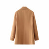 TMODA1974 Women 2023 Double-Breasted Camel Blazer Coat Vintage Long Sleeve Pockets Female Outerwear Chic Veste Femme Top