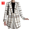 TMODA407 Za Women Oversized Plaid Double Breasted Blazer Elegant Office Work Business Formal Check Jacket Suit Coat Fall Outwear
