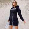 TNNAOFF Popular Letter Velvet Hooded Dress for Women Birthday Clothing Winter Zip Long Sleeve Lounge Wear Sports Dresses