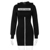 TNNAOFF Popular Letter Velvet Hooded Dress for Women Birthday Clothing Winter Zip Long Sleeve Lounge Wear Sports Dresses