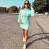 TNNAOFF Popular Letter Velvet Hooded Dress for Women Birthday Clothing Winter Zip Long Sleeve Lounge Wear Sports Dresses