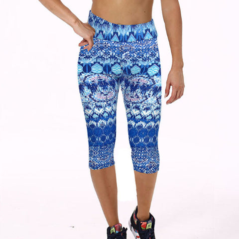 Summer Plus Size Casual Women Leggings Elastic Slim Printed Capris Leggings Trousers Plus Size Women Pants