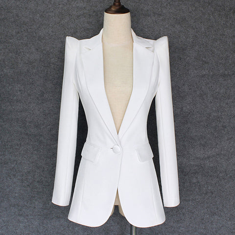2023 Stylish Designer Blazer Women's Shrug Shoulder Single Button White Blazer Jacket
