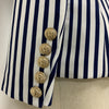 2023 Stylish Designer Blazer Jacket Women's Lion Buttons Double Breasted Classic Striped Print Blazer