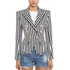 2023 Stylish Designer Blazer Jacket Women's Lion Buttons Double Breasted Classic Striped Print Blazer