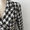 Runway 2023 Baroque Designer Blazer Women's Lion Buttons Notched Collar Tweed Long Wool Coat