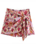 TRAF 2023 Knot Floral Top Women Vintage Print Crop Top Female Long Puff Sleeve Summer Blouses Beach Chic Woman Blouse