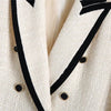 TRAF 2023 Tweed Suit Double Breasted Blazer Woman Fitted Coat Contrast Piping Long Sleeve Autumn Button Elegant Female Blazer