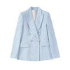 TRAF 2023 Black Double Breasted Blazer Women Blue Pink Elegant Female Blazer Autumn Office Wear Long Sleeve Tweed Jacket