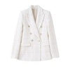 TRAF 2023 Black Double Breasted Blazer Women Blue Pink Elegant Female Blazer Autumn Office Wear Long Sleeve Tweed Jacket
