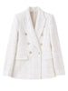 TRAF 2023 Black Double Breasted Blazer Women Blue Pink Elegant Female Blazer Autumn Office Wear Long Sleeve Tweed Jacket
