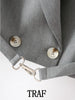 TRAF  2023 2 Pieces Sets Women Cropped ButtonPull Ring Design Blazer + Mini Skirt Set Woman Casual Sets