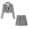 TRAF  2023 2 Pieces Sets Women Cropped ButtonPull Ring Design Blazer + Mini Skirt Set Woman Casual Sets