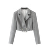 TRAF  2023 2 Pieces Sets Women Cropped ButtonPull Ring Design Blazer + Mini Skirt Set Woman Casual Sets
