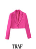 TRAF  2023 2 Pieces Sets Women Cropped Single Button Long Sleeve Blazer Coat + Slim Mini Short Skirts Causal Sets