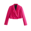 TRAF  2023 2 Pieces Women Cropped Button Blazer+Mini Skirt Set Pink Jacket Coat+Mini Skirt Woman Sets