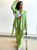 TRAF 2023 Green Blazer Set Women Casual Long Sleeve Belts Blazer Loose Lapel Collar Button Spring Jackets Woman Elegant Blazer
