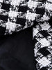 TRAF 2023 Houndstooth Plaid Blazer Woman Black White Tweed Jacket Female Double Breasted Blazer Women Long Sleeve Autumn Jacket