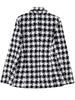 TRAF 2023 Houndstooth Plaid Blazer Woman Black White Tweed Jacket Female Double Breasted Blazer Women Long Sleeve Autumn Jacket
