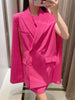 TRAF 2023 Pink Cape Blazer Woman Cut Out Sleeve Blazer Set Women Double Breasted Jacket Lapel Collar Female Suit
